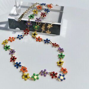 Daisy Floral Necklace Stainless Steel